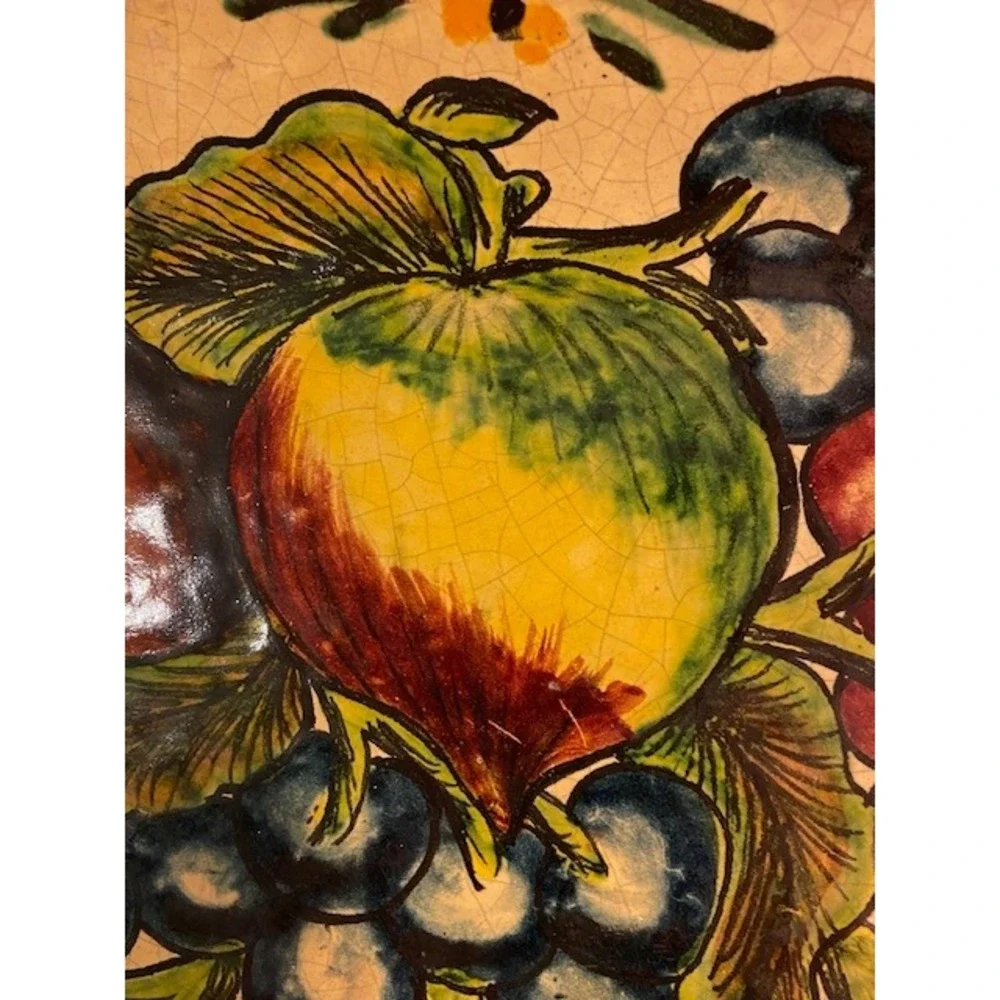 Casal Mexican Folk Art Pottery Decorative Platter Hand Painted Fruit Pumpkin 12